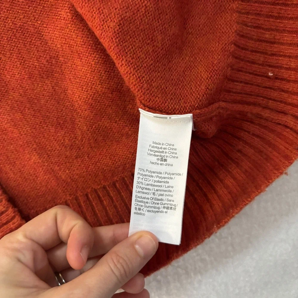J.Crew Mens Lambswool Blend Raglan Crewneck Sweater Burnt Orange Rust M